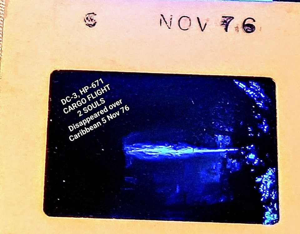 Picture of DC-3, HP-671 the day after it disappeared over the Caribbean.